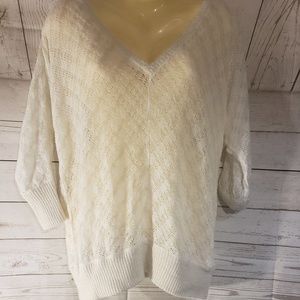 DKNY White Shimmery Knit Top
